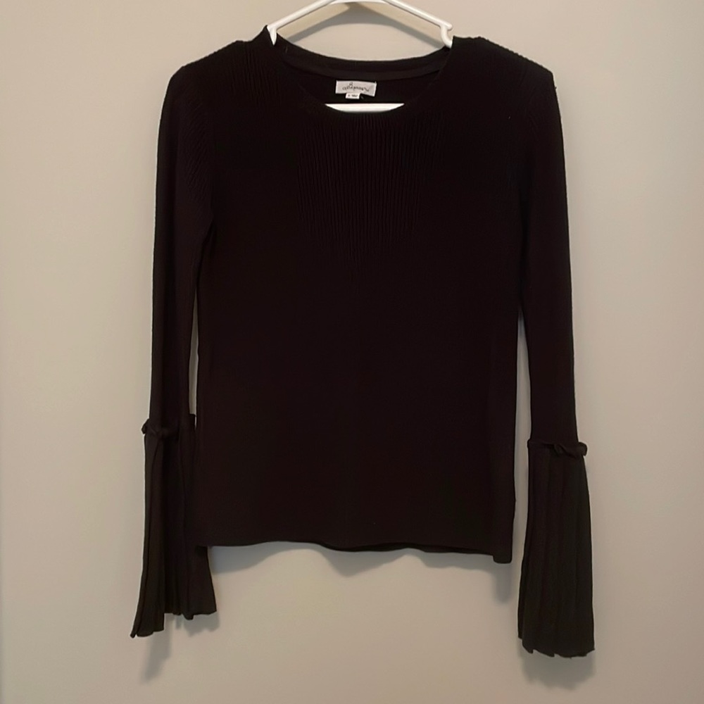 OLIVIA WARREN Bell Sleeve Black Sweater Size Small